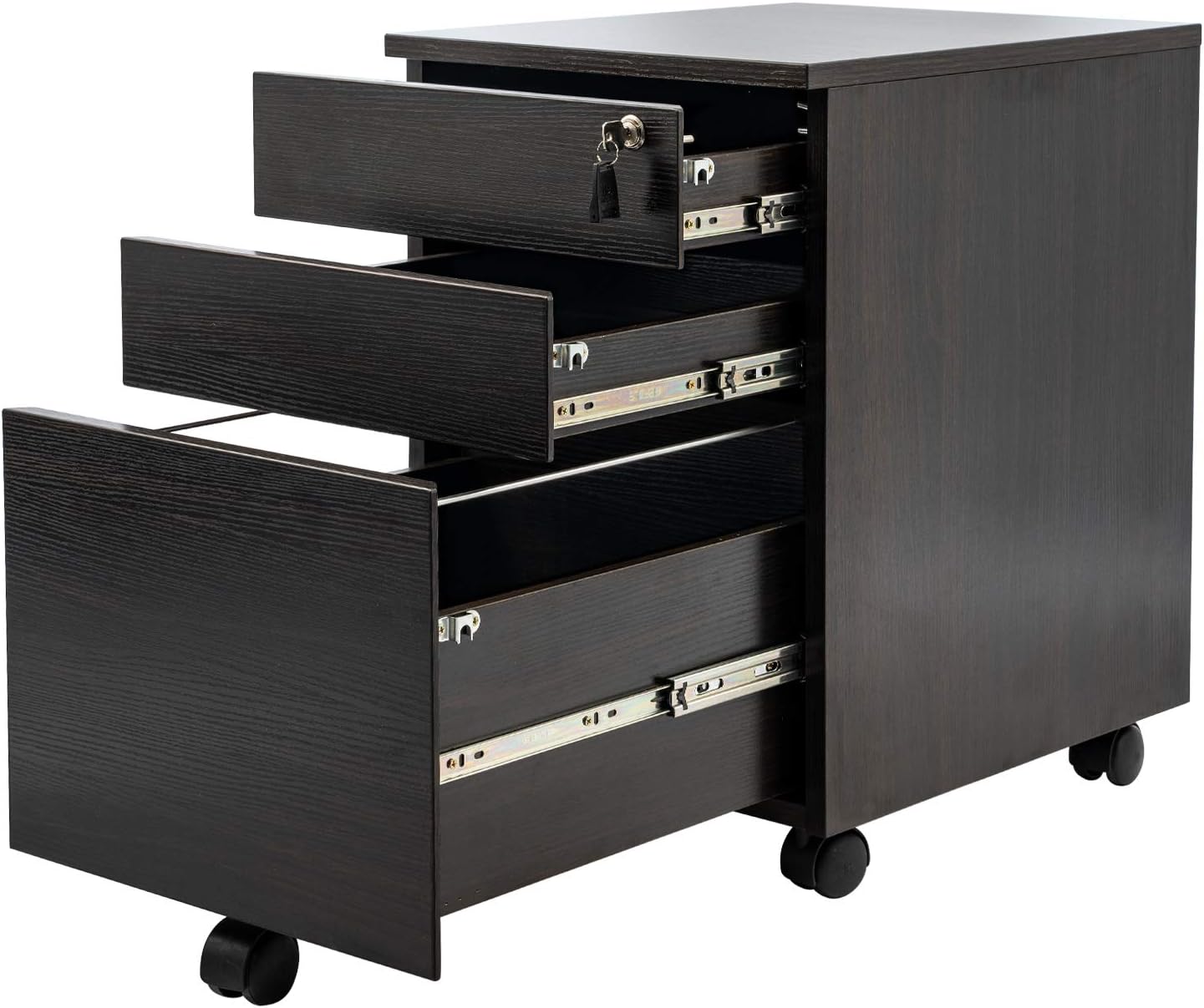 TOPSKY 3 Drawers Wood Mobile File Cabinet Fully Assembled Except Casters (Walnut Letter Size) : Office Products