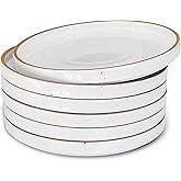 Mora Ceramic Flat Plates Set of 6-8 in - The Dessert, Salad, Appetizer, Small Lunch, etc Plate. Microwave, Oven, and Dishwasher Safe, Scratch Resistant. Kitchen Porcelain Dish - Vanilla White
