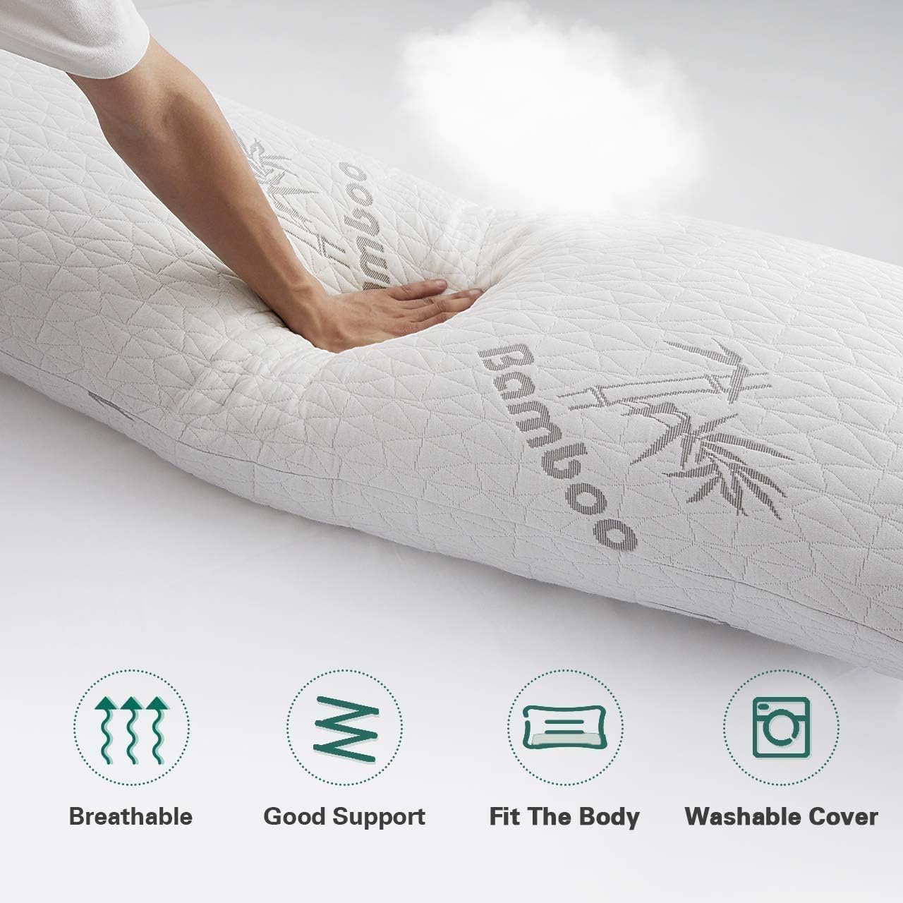DOWNCOOL Body Pillow for Adults,100% Shredded Memory Foam Long Pillow Filling and Removable Washable Bamboo Cover,Hug Pillows for Sleeping: Kitchen & Dining