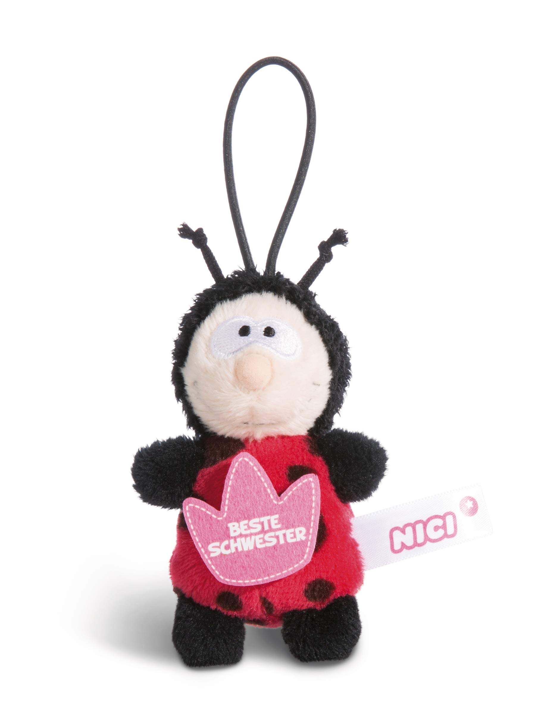 NICI 44859 Ladybird Pendant with Saying Beste Schwester 8 cm with Loop, Red/Black