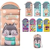 Sleeping Bag for Kids,Portable Camping Sleeping Bags for Boys&Girls with Cute Cartoon Print,Lightweight Waterproof Compact Sleeping Bag for Indoor Outdoor Hiking Travel
