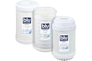 BLU TECHNOLOGY GoBluTech Trio RV Water Filter Recharge Pack for R3 & AR3-2.5” x 5” for RV Water Filter System, 0.2 Micron High Flow, Granular Activated Carbon “Tasty”, and Sediment “Longevity” - US Veteran Owned