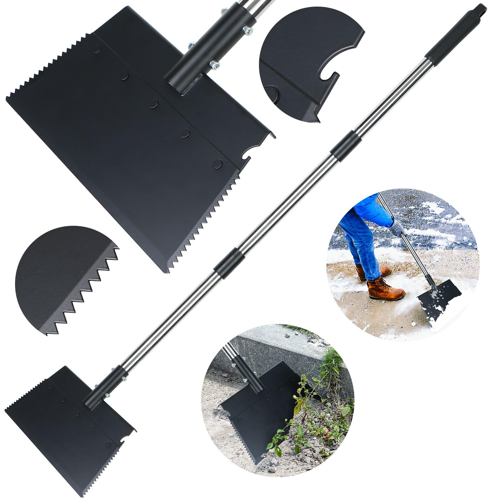 WBCBEC Multifunctional Garden Cleaning Shovel Flat Shovel Snow Shovel, 48 Inch Adjustable Snow Ice Chopper, Ice Removal Tool for Road, Outdoor Spade Tool for Weeding, Lawn Edging, Digging, Ice Removal
