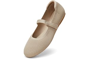 Arromic Flats for Women Round Toe Comfortable Velcro Mary Jane Shoes Dressy Ballet Flats Washable Knit Slip On Shoes