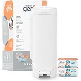 Diaper Genie Deluxe Diaper Pail Gift Set with 2 Easy Roll Refills (48 Bags) | Deluxe stainless steel pail registry gift set includes Easy Roll tear-off bags holding up to 2,256 newborn diapers in total.