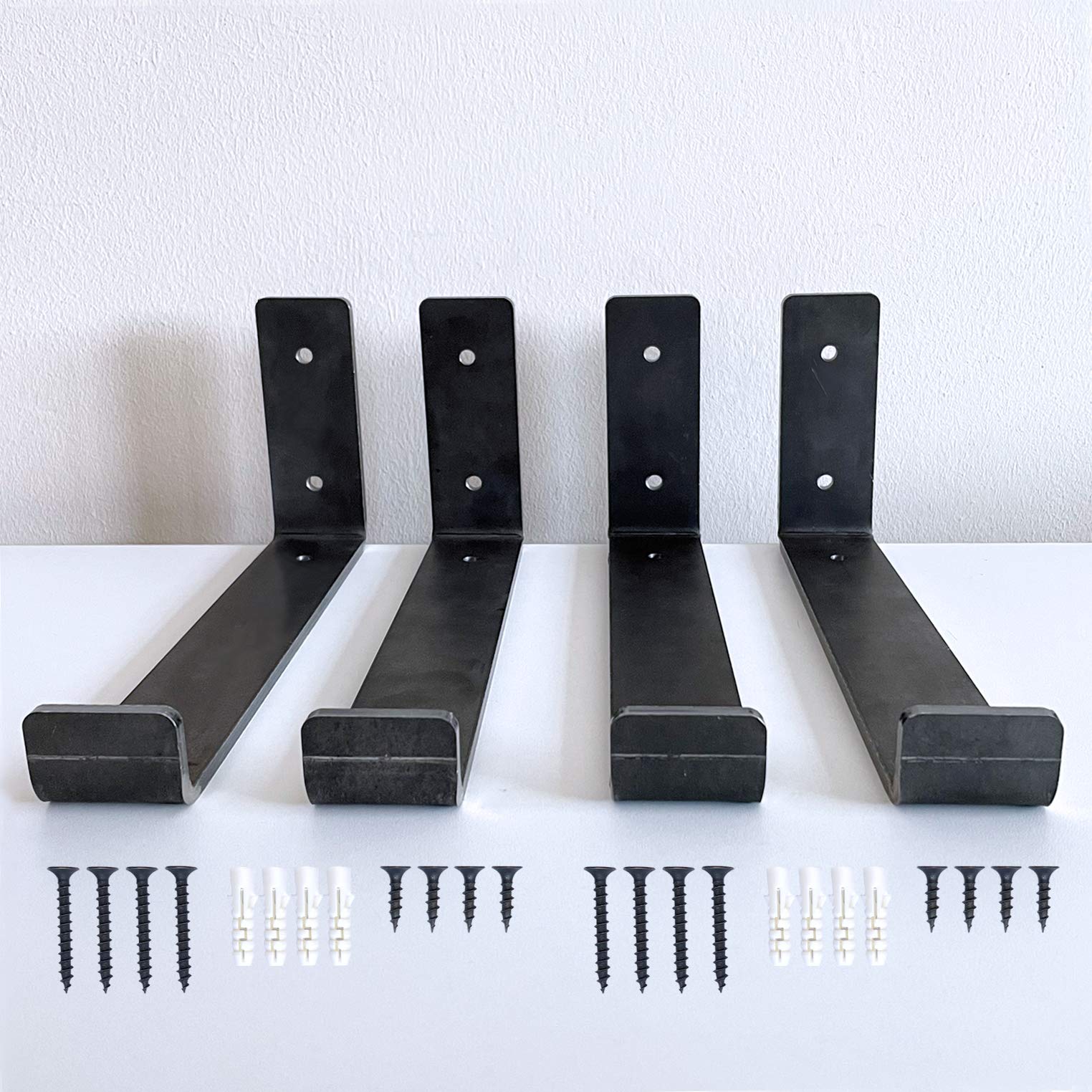 4 x Heavy Duty Scaffold Shelf Brackets 225mm - Industrial Style for 9 Inch Boards - Made from 5mm Steel - Ideal DIY Storage Solution for Living Room, Kitchen, Office, Garage