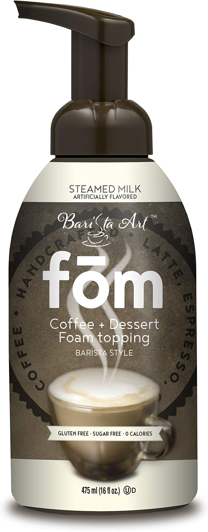 Barista Art Fom Coffee Plus Dessert Foam Topping, Steamed Milk, 16 Fluid Ounce (Pack of 6)