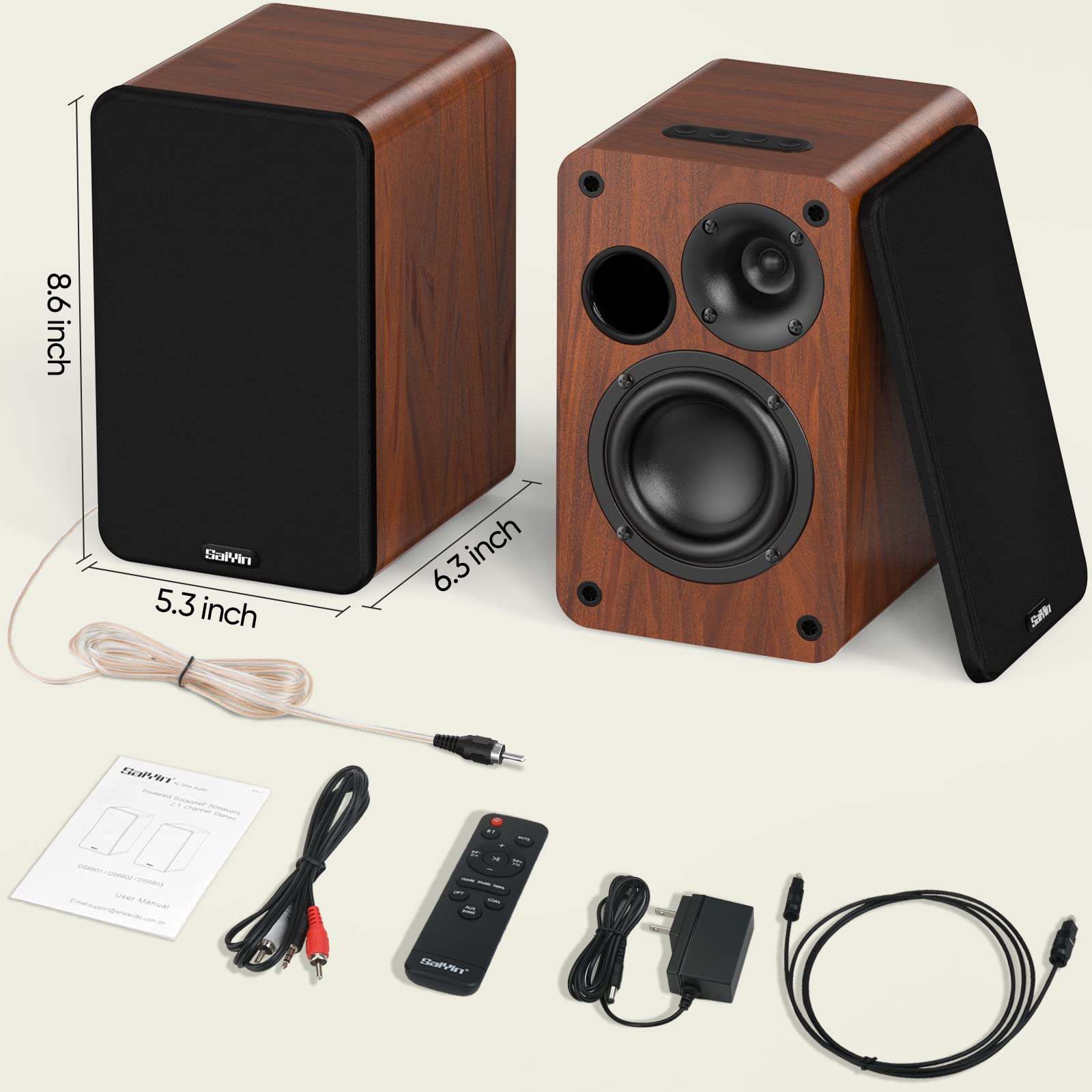 Mua Saiyin Bluetooth Bookshelf Speakers, 30W X 2 Powered TV Speakers with 3.5 Inch Woofer