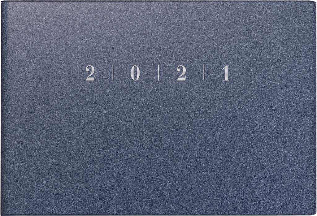 rido/idé 7017563301 Wochenkalender/Taschenkalender 2021 Modell Septimus quer, Kunststoff-Einband Reflection, blau