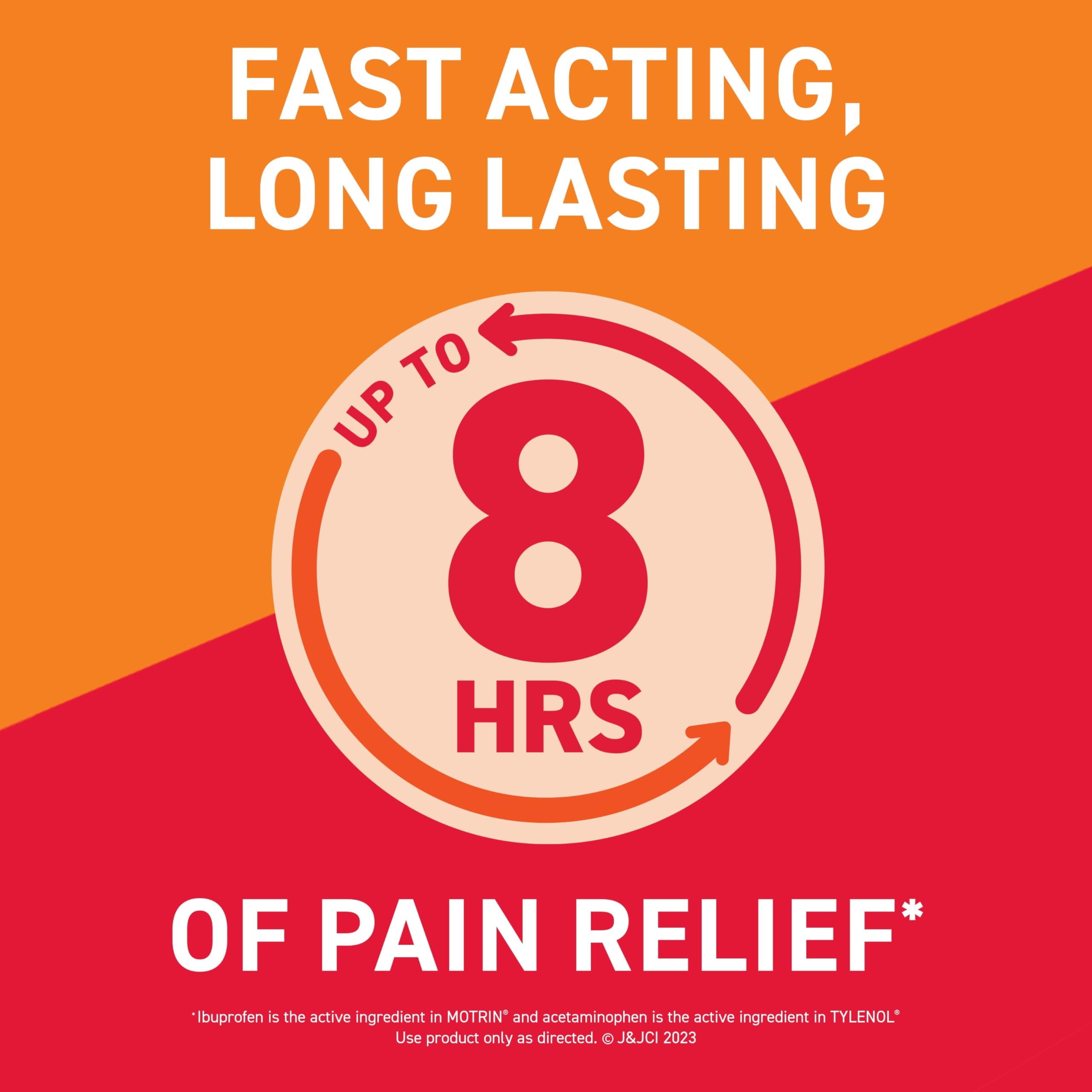 Motrin Dual Action with Tylenol, Ibuprofen & Acetaminophen Fast-Acting Dual Action Pain Reliever for Minor Aches & Pains, Ibuprofen (NSAID) 125 mg & Acetaminophen 250 mg, 120 ct