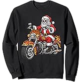 Santa Claus Riding Christmas Motorcycle Lights Funny Design Sweatshirt