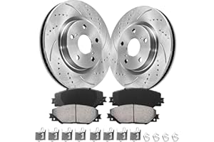 ANPULSERO FIWRILUVX Anpulsero Front Brake Pads and Rotors Kit Compatible with 2006-2018 Toyota RAV4 [w/3rd Row Seating ONLY], Front Automotive Replacement Brake Kits - OE Drilled Slotted Brake Rotors - 296mm(11.7in)