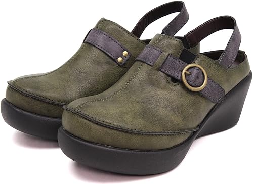 Amazon セレブル サボ サンダル 厚底 ウェッジソール ヒール クロッグサンダル レディース 黒 カーキ カーキ L クロッグ