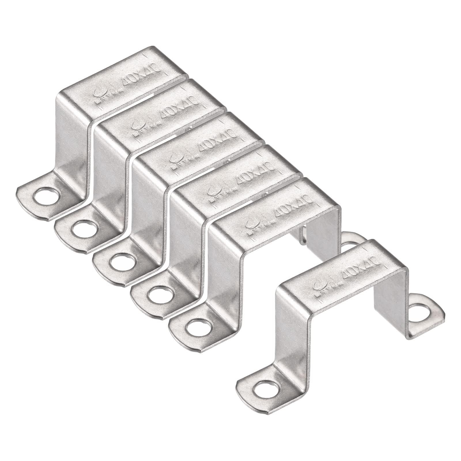 TA-VIGOR 6Pcs U Shaped Connector Bracket, 40mm x 40mm Stainless Steel Bracket Stainless Steel Pipe Clamp, Heavy Duty Conduit Clamps for Door Closed Bar Holder Strut, Pipe Tube Wire Fixing