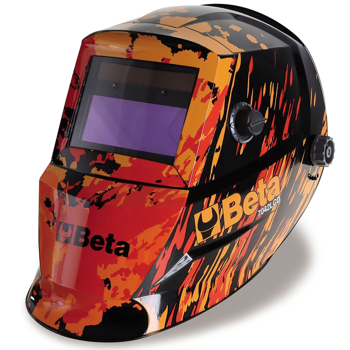 BETA 7042LCD LCD Welding Mask with Automatic Darkening, Automatic Welding Helmet (High Quality Welding Helmet with UV/IR Protection, Workshop Accessories, Dimensions Viewing Area: 98 x 43 mm), Orange