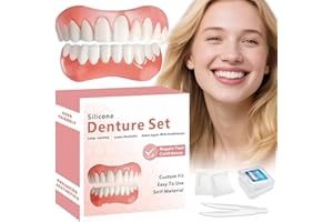 Moldable False Teeth, Dentures for Women and Men, Upper and Lower Silicone Denture Set, Fix your Smile in Minutes, 1PCS-X