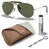 Ray-Ban RB3029 OUTDOORSMAN HAVANA COLLECTION Pilot Shaped Sunglasses for Men & Women with Official RAYBAN Eyewear Kit