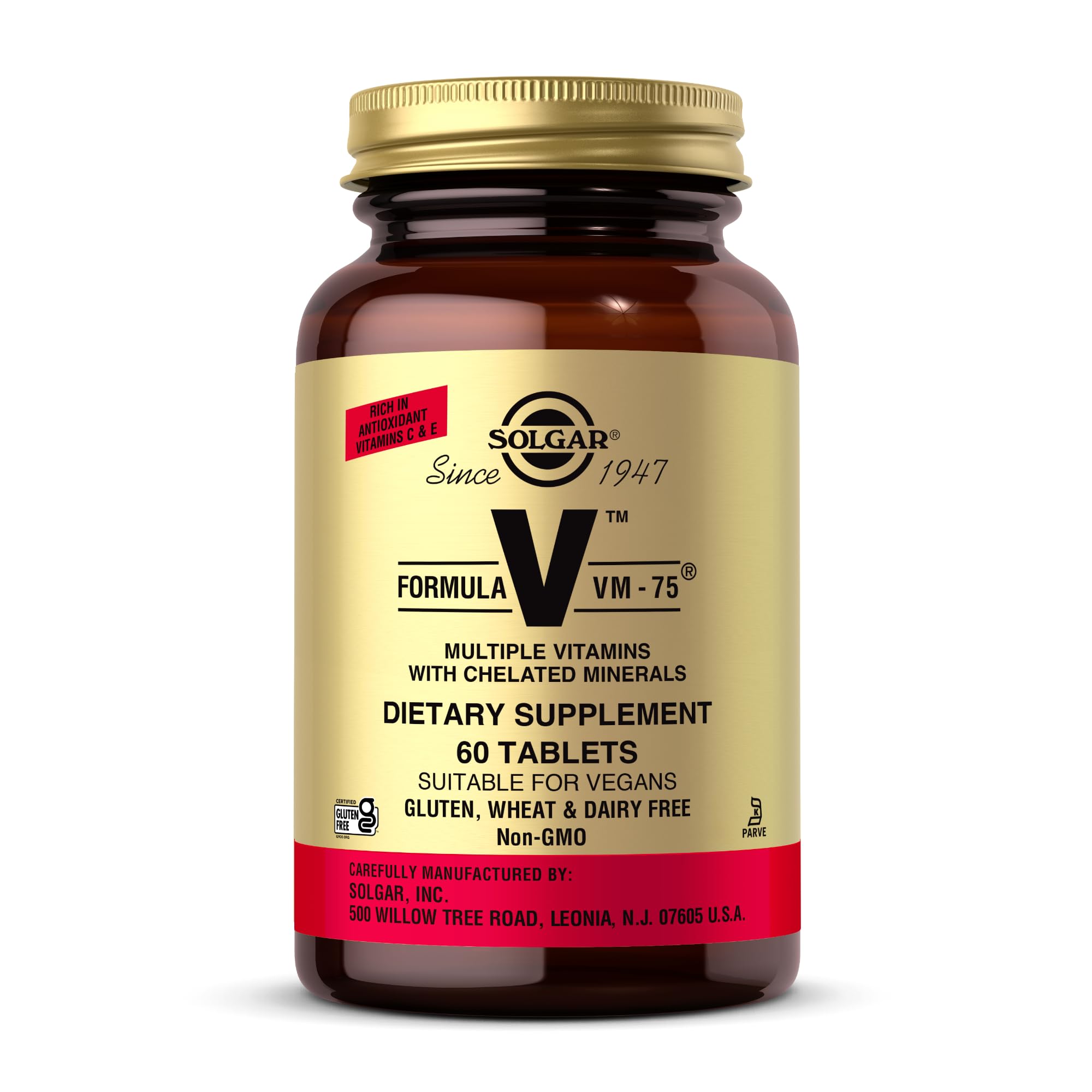 Solgar Formula VM-75 Tablets - Pack of 60-28 Active Ingredients and 13 Essential Nutrients - for Complete Wellbeing - Vegan and Gluten Free