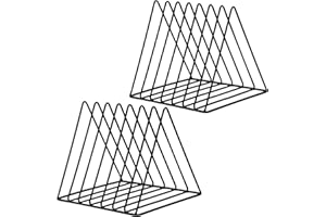 COSYAWN Triangle 7 Slot Vinyl Record Holder, Anti-Rust Metal Magazine Album Display Rack Desktop File Sorter Organizer, Paper Letter Newspaper Storage for Home Office, Black 2 PACK