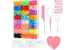 CZZXI 2500pcs Hair Elastics, 24 Color Colorful Small Rubber Bands with Organizer, Topsy Turvy Hair Tool/Hair Tie Cutter Hair 