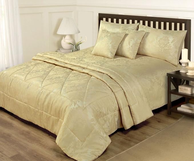 HOMEMAKER BEDDING KING SIZE DUVET COVER & THROW SET 6 PIECE JACQUARD