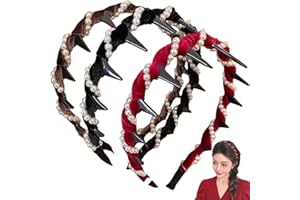 3 Pack Artificial Pearl Headband,Vintage High Cranium Hairband with Teeth Hoop for Wedding Party Gifts, Hair Accessories for 
