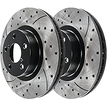 Front Brake Pads & Rotors Kit For Toyota Prius 2010-2015 - Drilled & Slotted Rotors With Ceramic Pads (10 Inch/255mm)