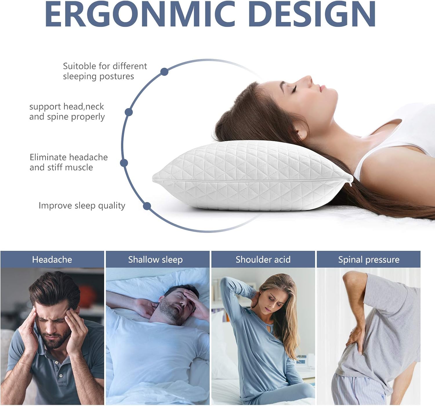 Starcast Shredded Memory Foam Pillow for Sleeping - Adjustable Bamboo Cooling Gel Pillows for Side Stomach Back Sleeper，-CertiPUR-US （20×26） Inches- Standard Size: Kitchen & Dining