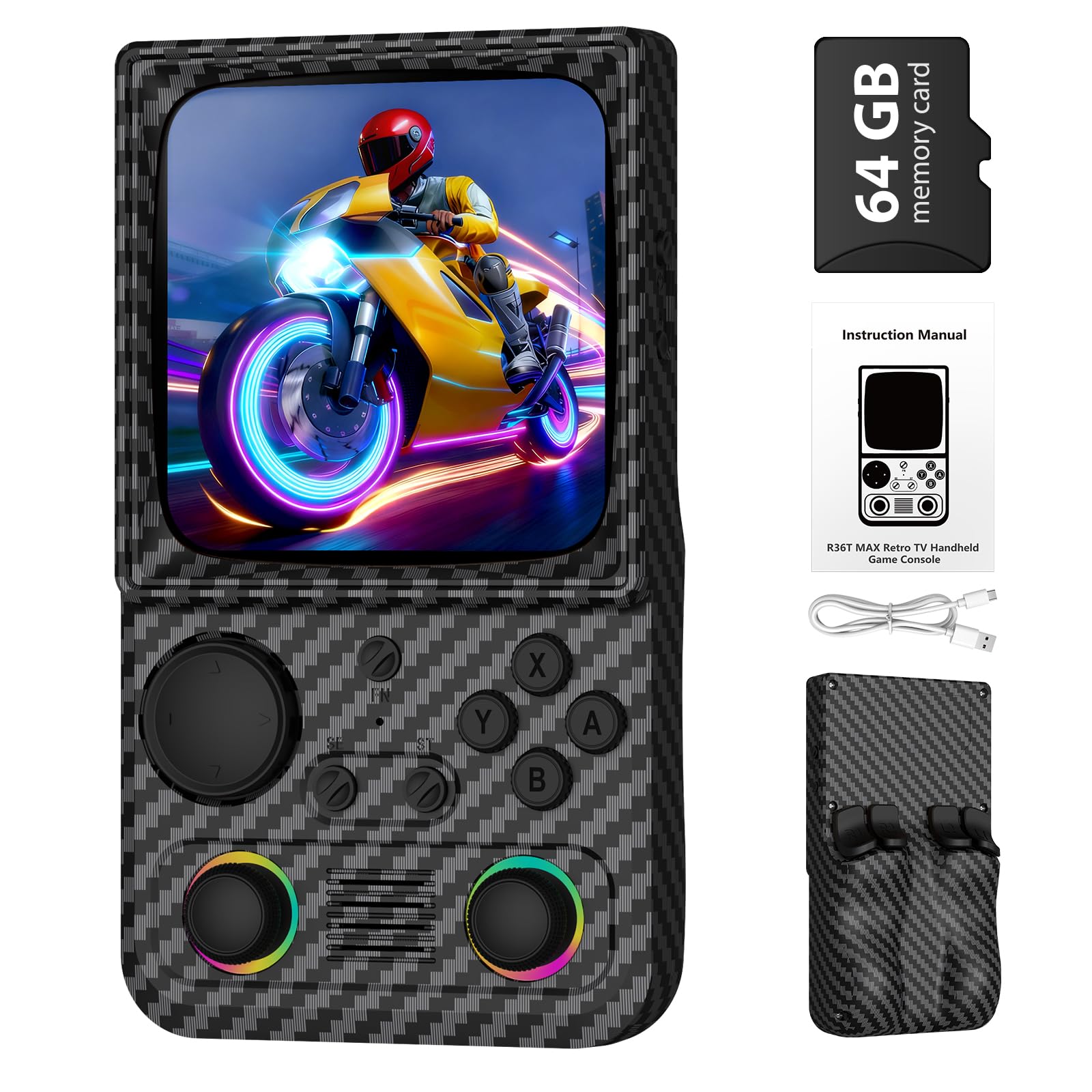 Photo 1 of MISSING SD ----------------------------------------------------R36T MAX Upgraded Retro Handheld Game Console with 4000mAh Battery, 4.0'' IPS Screen, Retro Gaming Console with Portable Case, Supports WiFi Networked Fighting and OTG(Wood Grain Black)