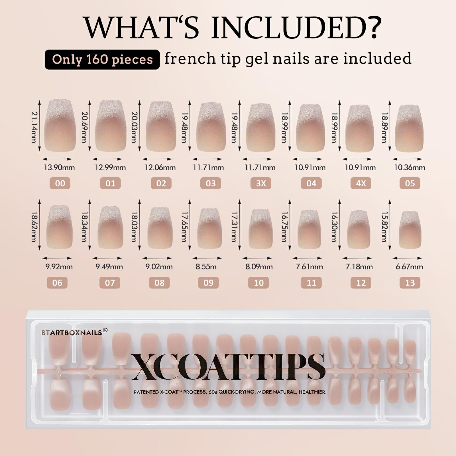 BTArtboxnails XCOATTIPS Press on Nails - Cat Eye Christmas Press on Nails, French Tip Nails, Short Coffin Soak Off Acrylic Nail Tips Extensions, Soft Gel Fake Nail - Image 6