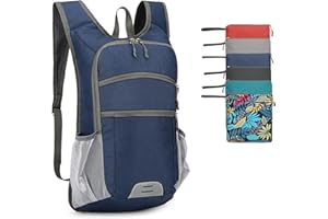 W WINTMING 15L Hiking Backpack Foldable Ultralight Hiking Pack Small Travel Backpackfor Women Men (Navy)