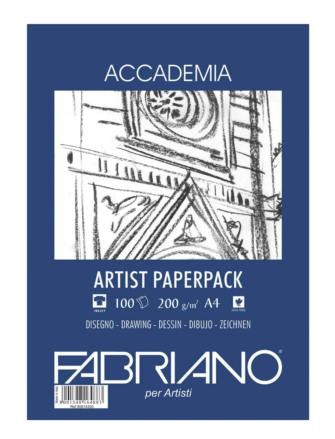 Unbekannt Fabriano Drawing Pad, Cotton, White, 21 x 29.7 x 0.5 cm