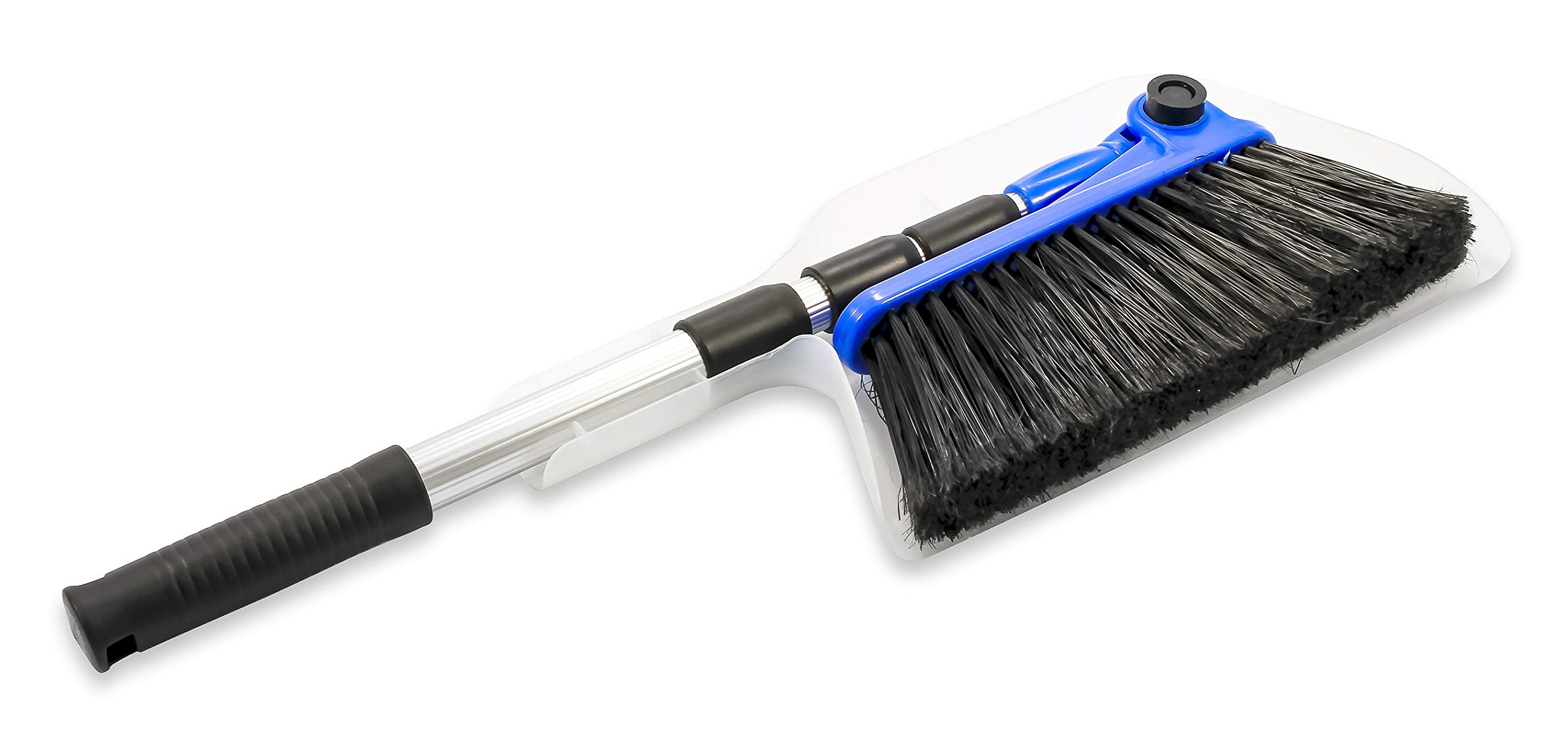 Camco Adjustable Broom and Dustpan, Gets In Small Spaces and Corners, Telescoping Broom Handle