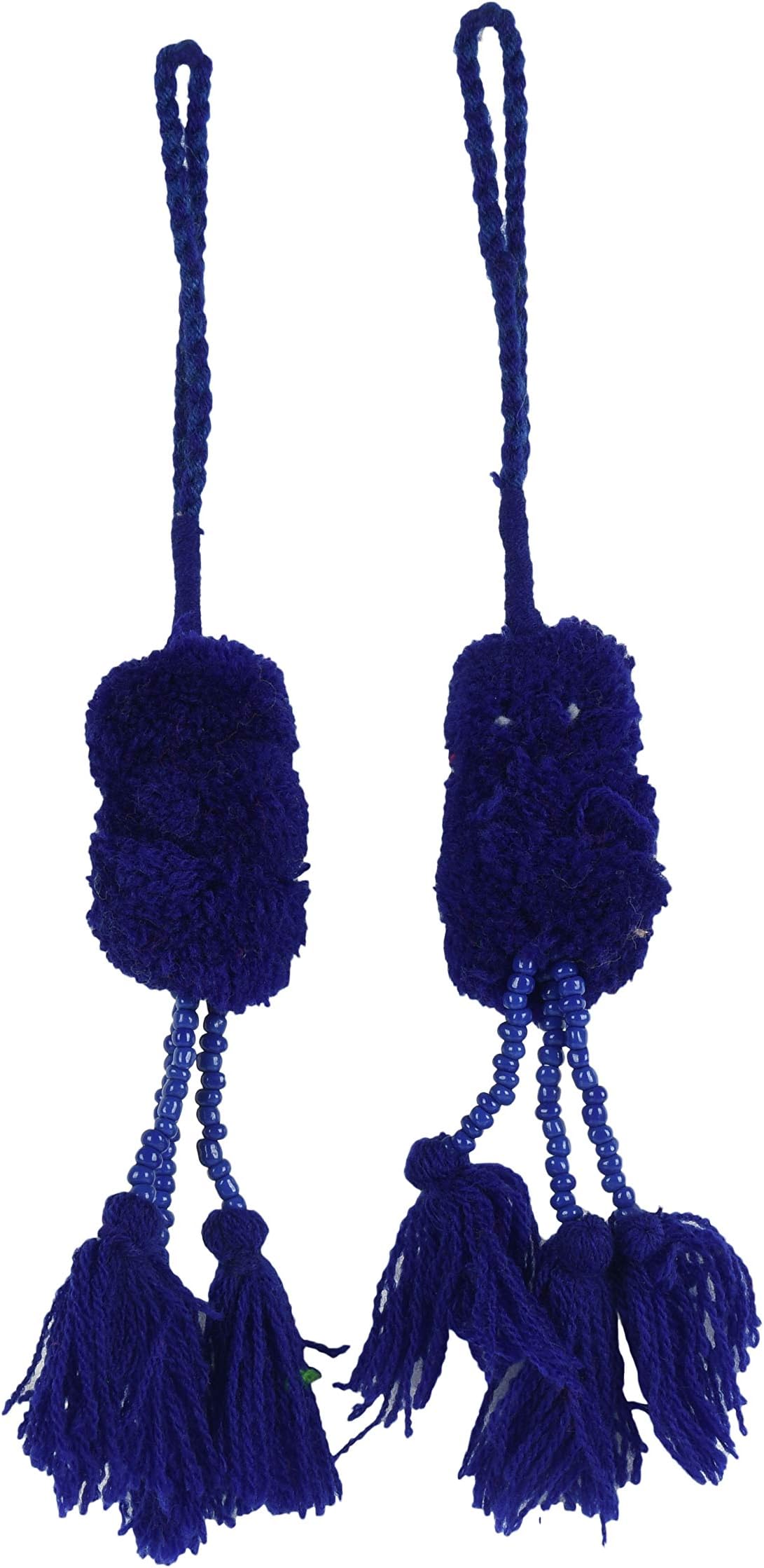 Decorative Hanging Thread Tassels Saree Blouse Latkans Dress Material Saree Latkans - Blue , 7.5" Inch