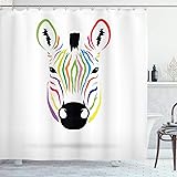 Ambesonne Cartoon Shower Curtain, Colorful Exotic