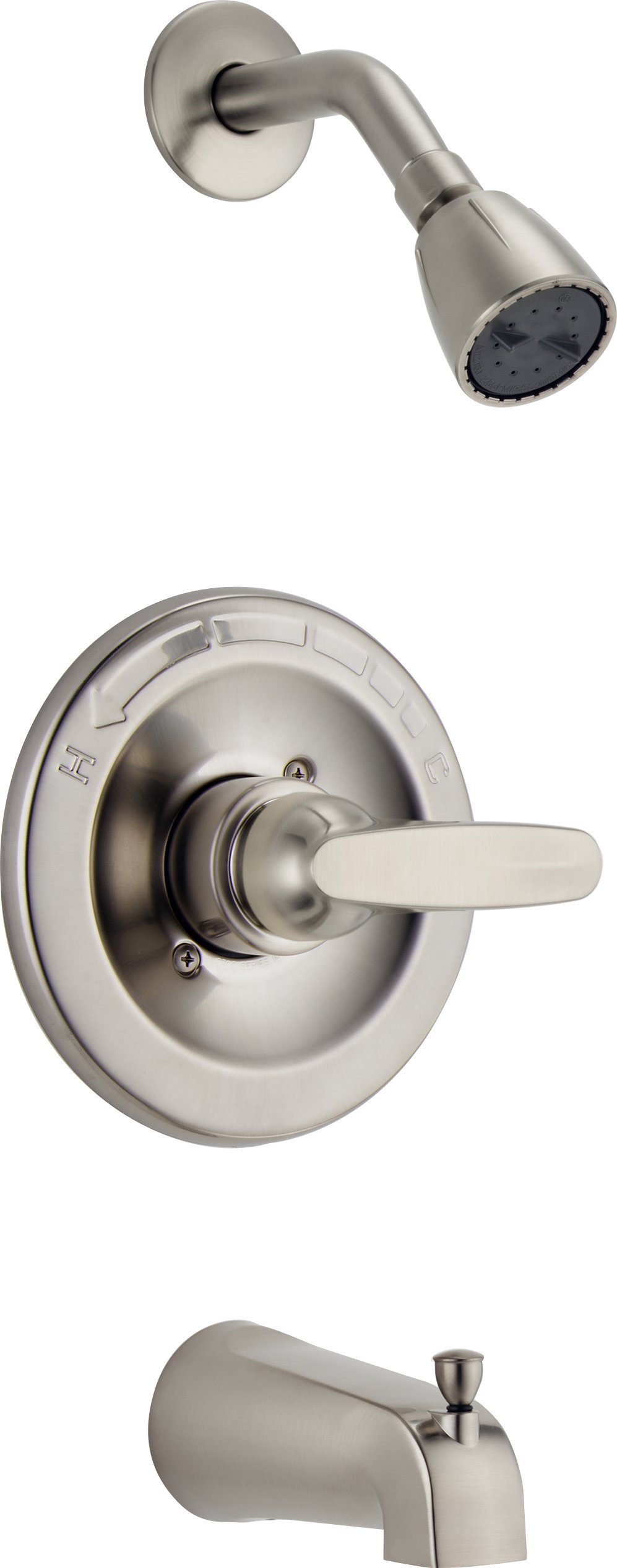 Delta Foundations Single-Function Tub and Shower Trim Kit with Single-Spray Shower Head, Stainless BT13410-SS (Valve Not Included)