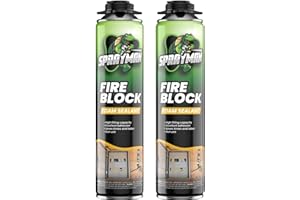 Sprayman Orange Fire Stop Expanding Spray Foam - (2x20oz) Professional Gun Use Polyurethane Foam Spray for Electrical Outlets & Water Pipes, B2 Fire Rated - Gun Not Included - 2 Pack