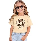 SANIXJOO Big Sister Club Embroidery T-Shirt for Girls Toddler Baby Promoted to Sis Crewneck Tee Tops