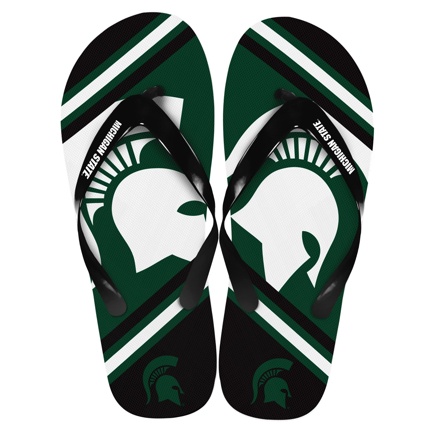 Michigan State Spartans Unisex Big Logo Flip Flops X-Small (W 5-6) Green - Image 3
