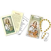St Dymphna Chaplet - Saint Dymphna Prayer Card, Lord's Prayer Card - Saint Dymphna Chaplet with Medal Charm - St Dymphna Chaplet Rosary, Patron Saint of Nervous and Mental Disease Theme Set of 3 Items