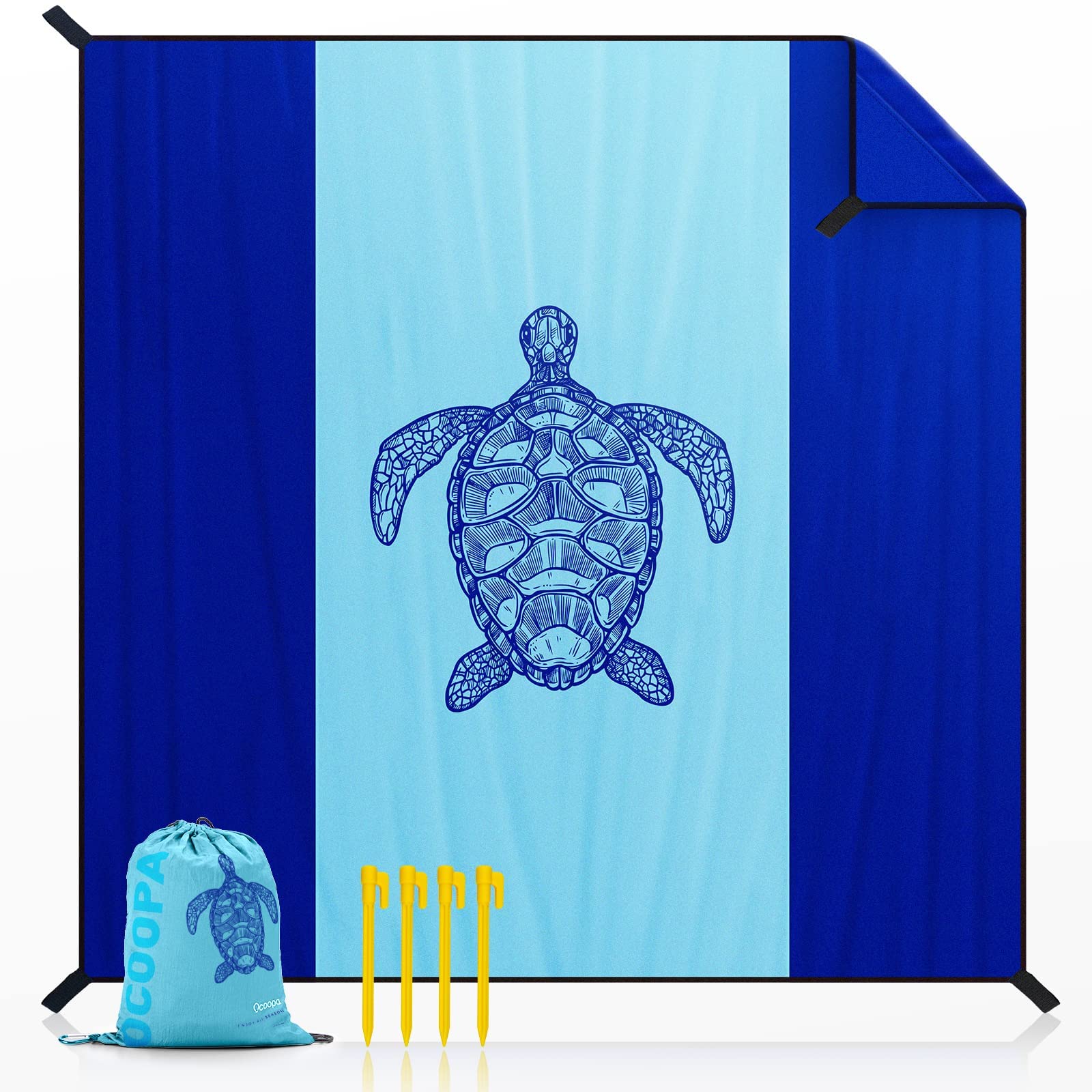 Photo 1 of OCOOPA Beach Blanket Waterproof Sandproof, 10'X 9' Extra Large, Soft and Sturdy, Sand Free, Light Weight and Portable, Perfect for Travel Camping, Picnic, Beach Vacation, Marine Life Series