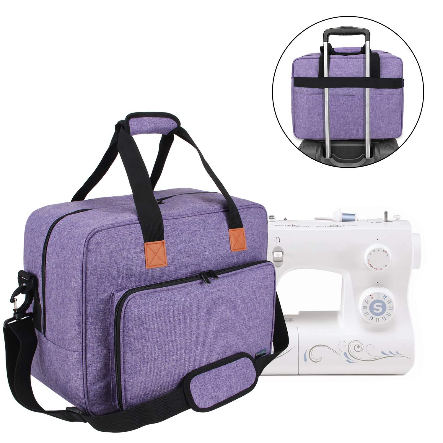 Parts Luxja Rolling Sewing Machine Bag with Shoulder Strap and Handle
