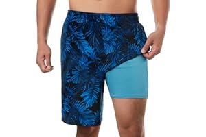 BRISIRA Big and Tall Swim Trunks for Men Compression Liner Bathing Suit with Pockets Swimsuit Beach Shorts Quick Dry 1X-6X
