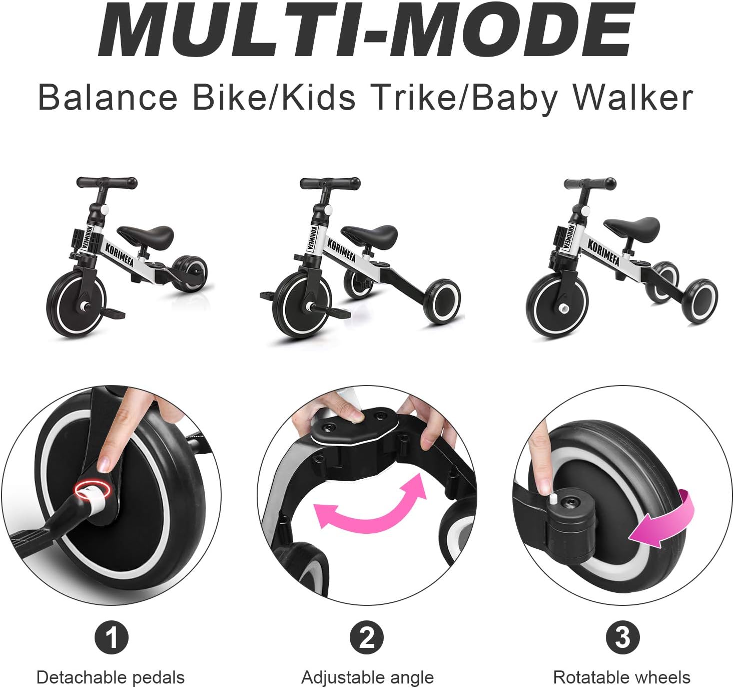 KORIMEFA 3 IN 1 Kids Trike for 13 Years Old Boys Girls Toddlers
