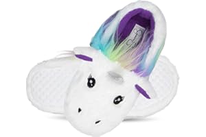 Jessica Simpson Girl's Cute and Cozy Plush Slip on House Slippers with Memory Foam