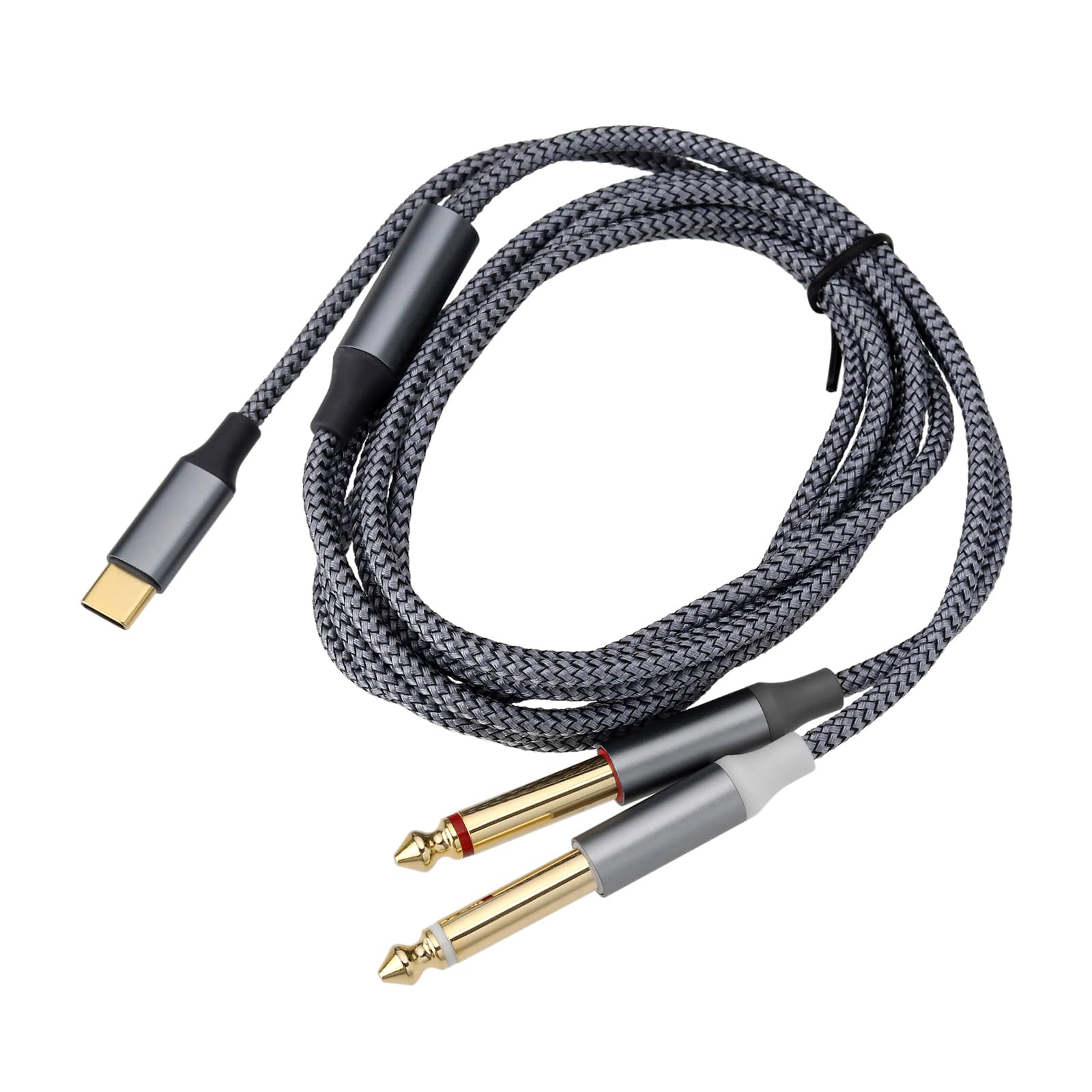 eMagTech USB C to 6.35 mm Cable USB A to Dual 6.35 mm 1/4 Inch TS Audio Cable AUX Y Splitter Cable for Smartphone Tablet Laptop Amplifier Speaker