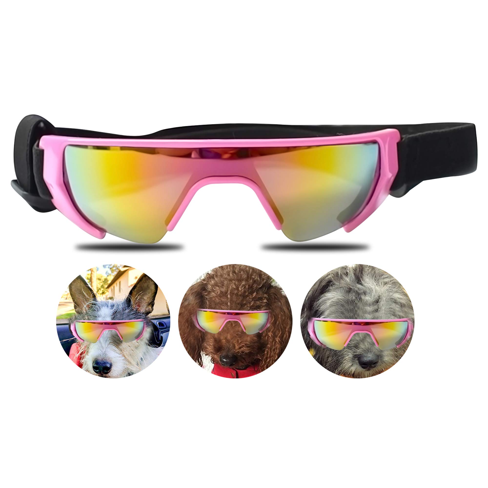URBEST Dog Goggles,Small Dog Sunglasses Waterproof Windproof UV Protection for Doggy Puppy Cat (Small, Pink)