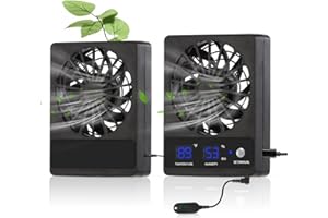 Reptile Ventilation Fan with Hygrometer & Temperature Display, Auto Adjusting Humidity & Temperature, for Aquariums & Insect 