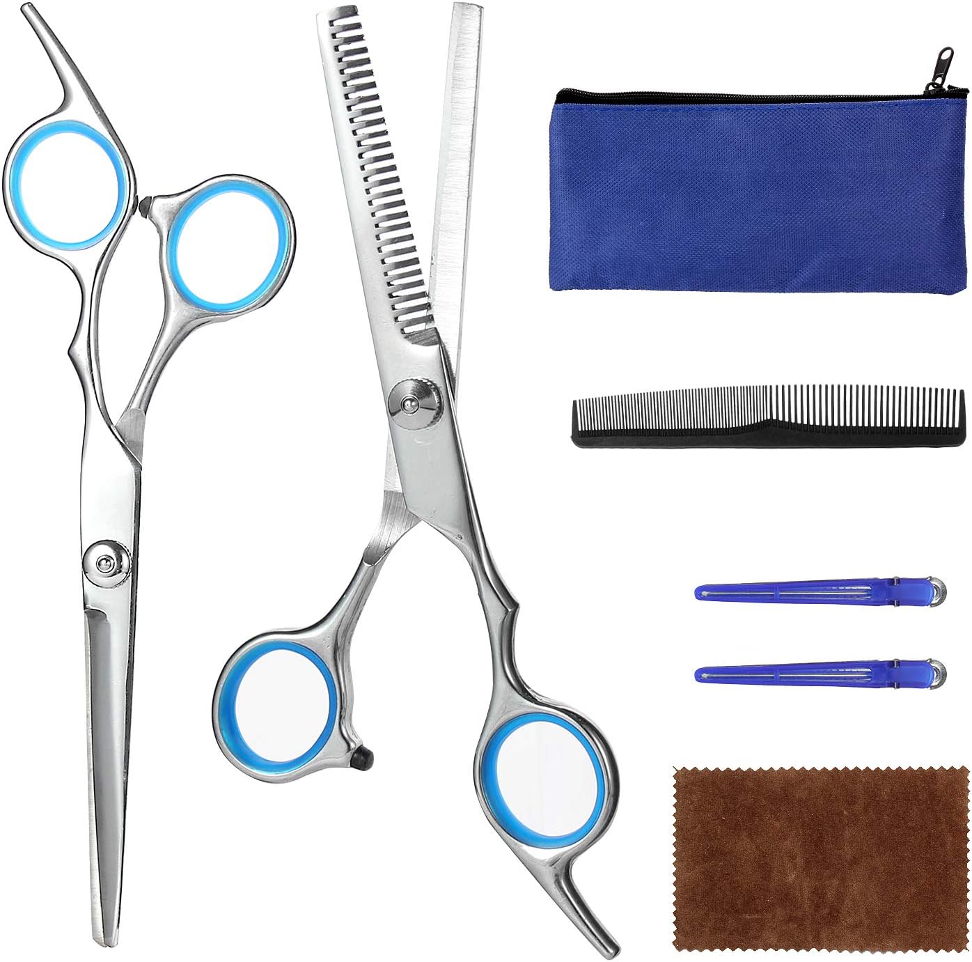 Professional Home Hair Cutting Kit, Haircutting Scissors Barber/Salon/Home Thinning Shears Kit with Comb and Case for Men and Women(6.5 inch)