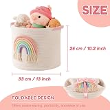 INough Cotton Rope Toy Storage Basket with Rainbow Decor 13in Dia 10.2in H view 5
